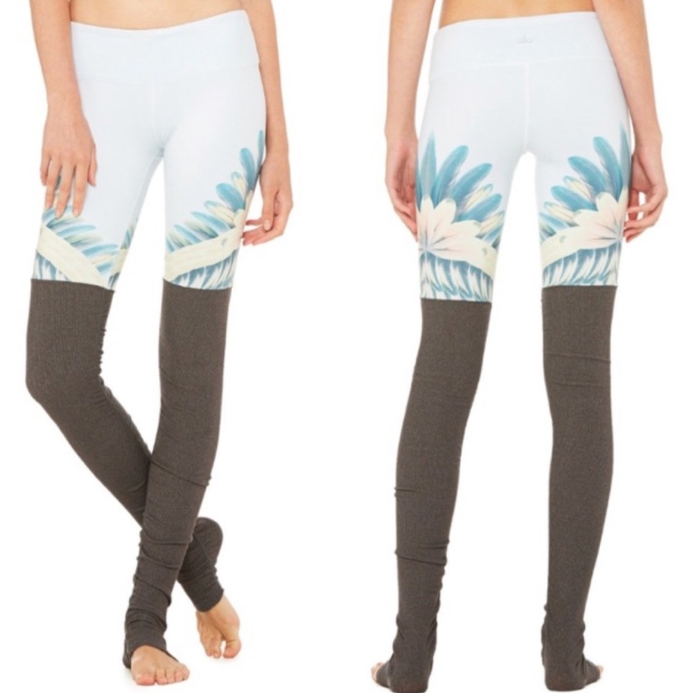 Alo blue feathers goddess  ribbed leggings